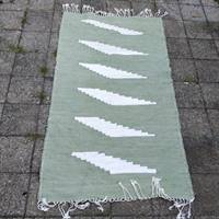 mønster lysegrøn hvid svensk kludetæppe